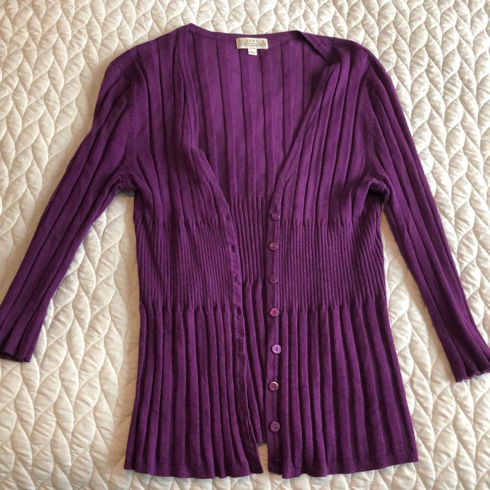 3/4 sleeve deep Purple Caridigan